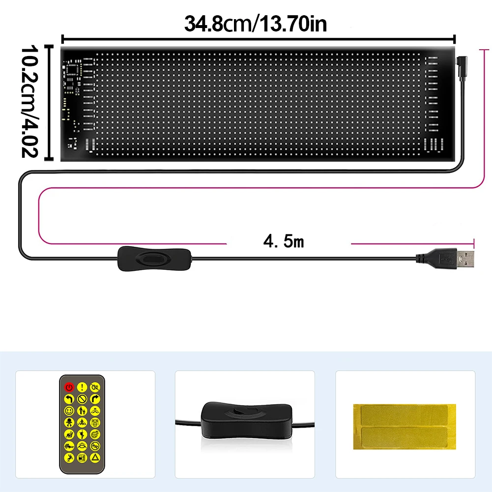 LED Matrix Pixel Panel Scrolling Sign RGB Light Advertising Car Sign Lamp App Control Flexible DIY Animation Display Screen Lamp 6