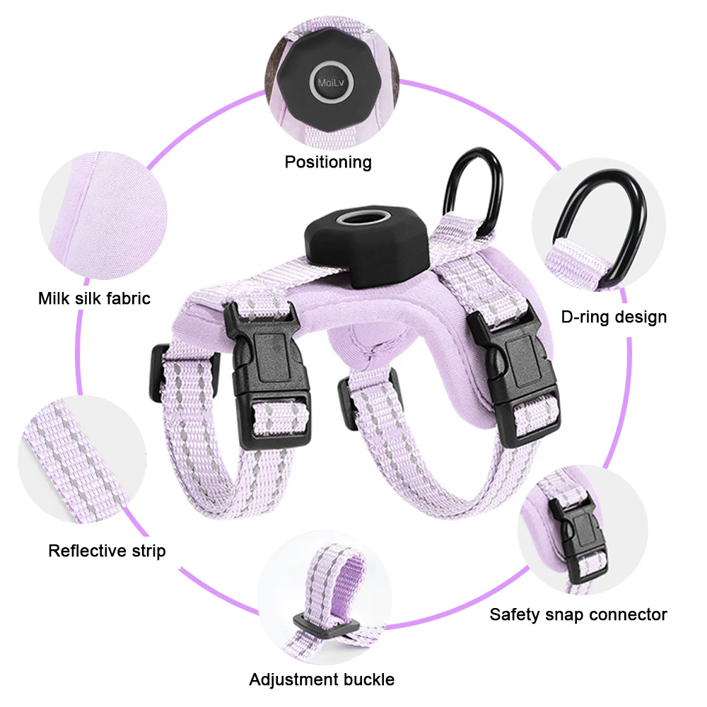 Reflective Escape Proof Cat Harness With Gps Pocket & Leash Set_voghion.com