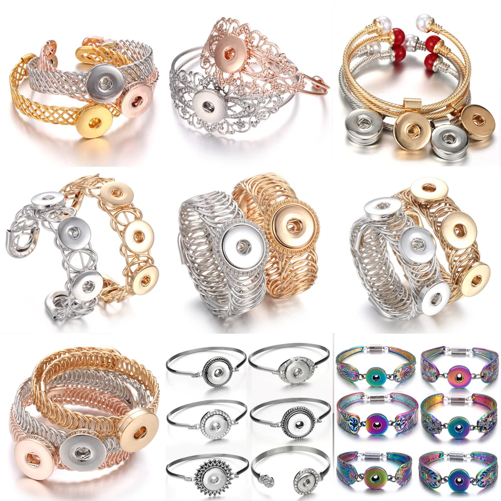 10pcslotWholesaleSnapJewelryBraceletVintageMetal18mmSnap