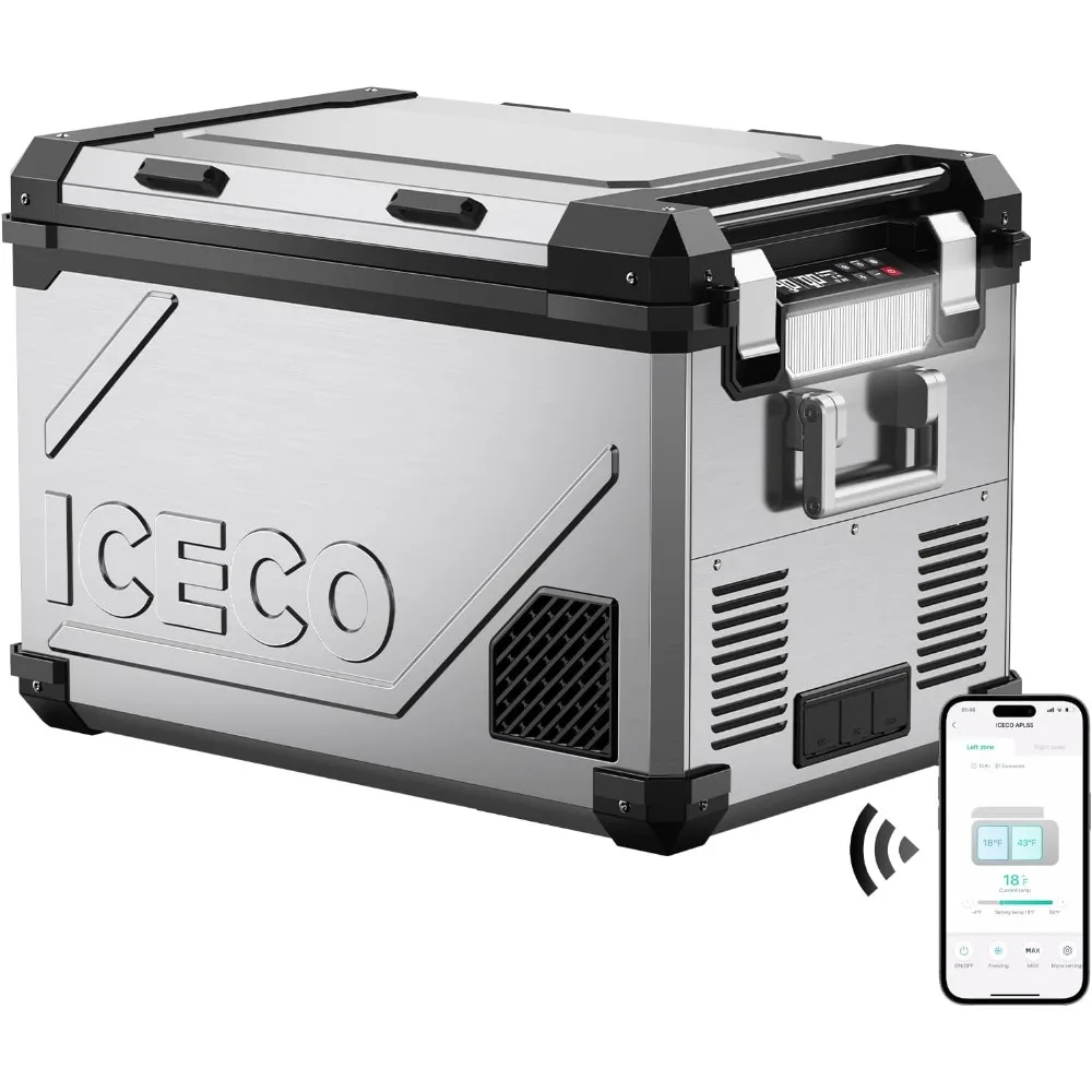 Dual Zone Portable Refrigerator Bluetooth Controlled, 55 Liter 12v refrigerator with SECOP Compresso