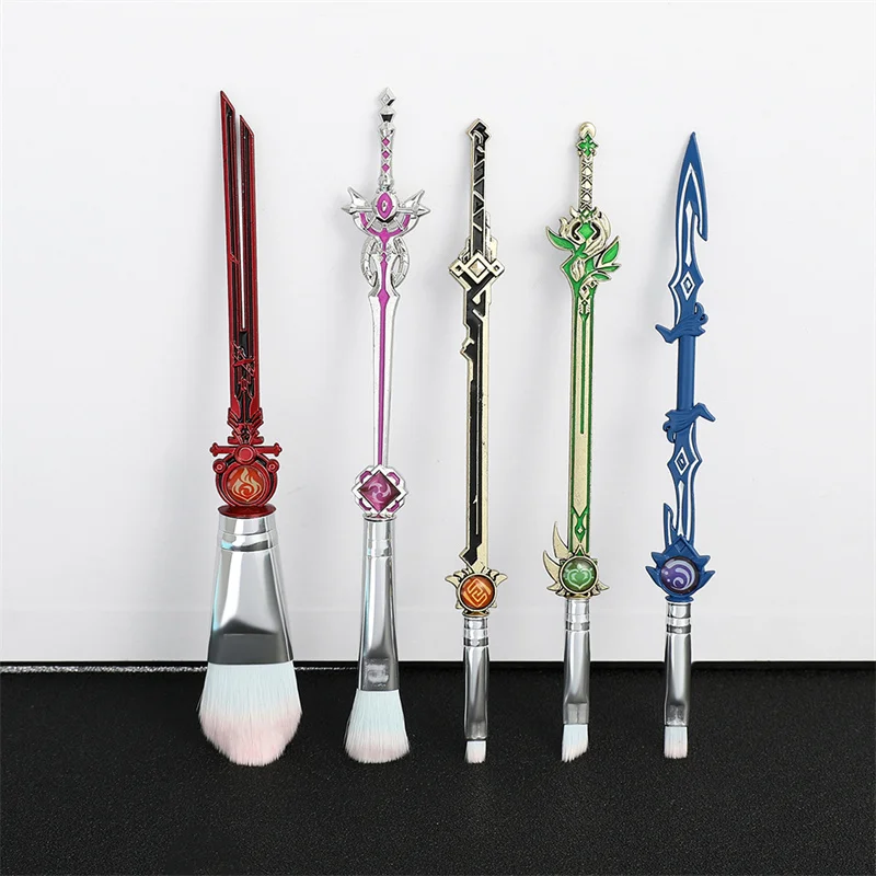 5 Pz/Set Anime Genshin Impact Brushes Set E Kit Cosplay Soft Hair Blusher Concealer Eye Shadow Foundation Lip Brush Cosmetics