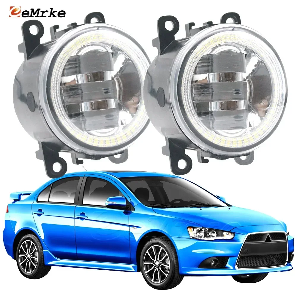 

2X LED Car Fog Lights with Lens Angel Eyes DRL for Mitsubishi Lancer Sportback Ralliart 2009-2015 Front Daytime Running Lamp H11