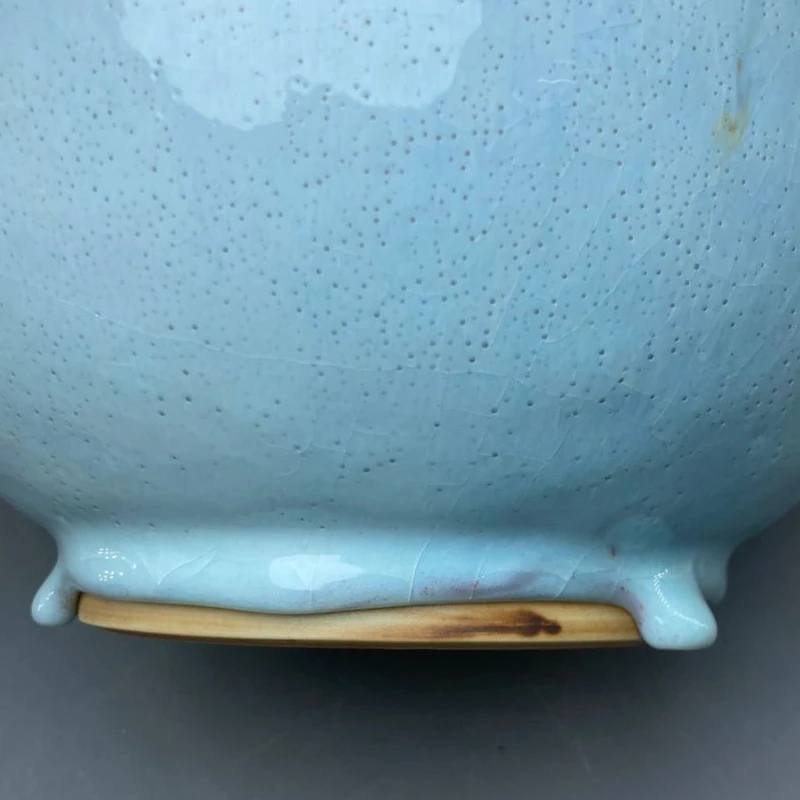 Ceramic vase Jun China decoration ice crack open pieces Purple vase with big mouth and big belly High 24 cm 5
