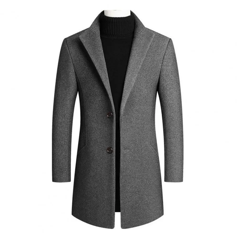 

Тренч мужской длинный двубортный, Повседневная Деловая длинная куртка из смешанной шерсти, пальто для отдыха, Смешанная шерсть, 4XL