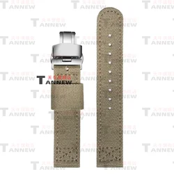 Khaki Black Thick Canvas Watch Strap - Universal Replacement Band - 22mm (A Khaki - Steel)