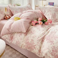 Pastel Fresh Floral Super Soft 100% Cotton Bedding Set  3Pcs-1 Duvet Cover 2 Pillowcases,Skin-friendly Comfortable,Quilt Cover 6