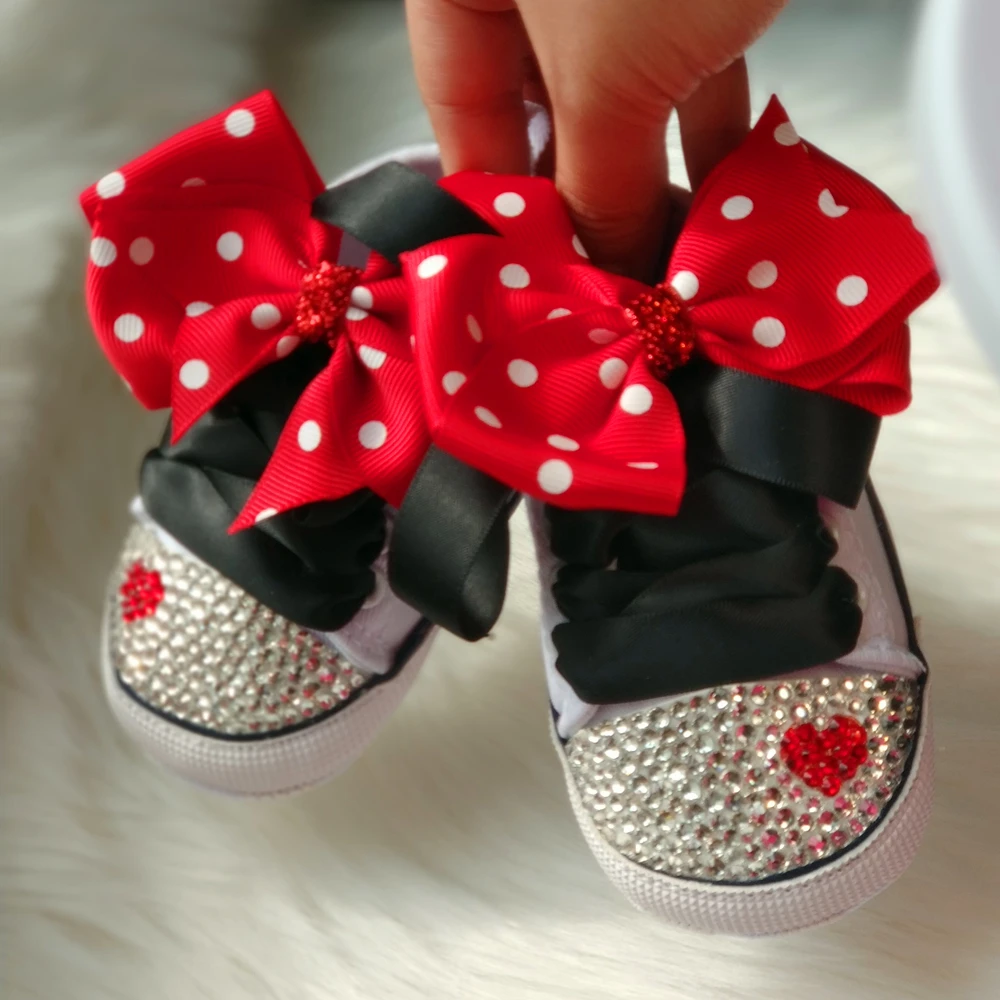 Dollbling Polka Dot Little Cutie Star Sneaker Sparkle Baby Canvas Shoes Stunning Pram 0-1Y Princess girl Sneaker walkers 3