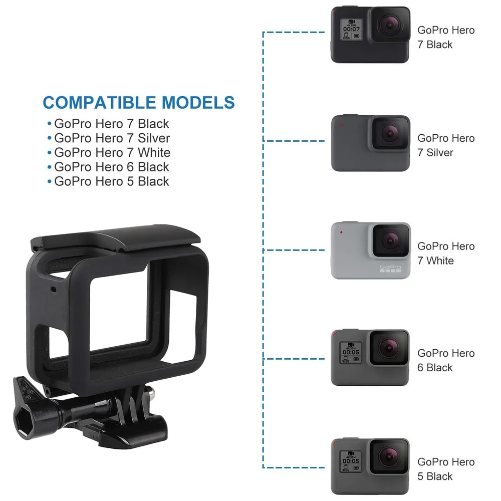 Hero 5/6/7 Black Frame Shell Protective Housing Portable Plastic Protective Case for GoPro Hero 5 6 7 Action Camera Accessories
