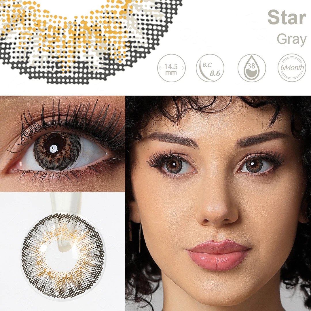 Magister Color Contact Lenses 14.5mm Big Eyes 1 Pair Brown Gray Colored Contact Lenses Beauty Pupils Makeup Color Lens For Eyes