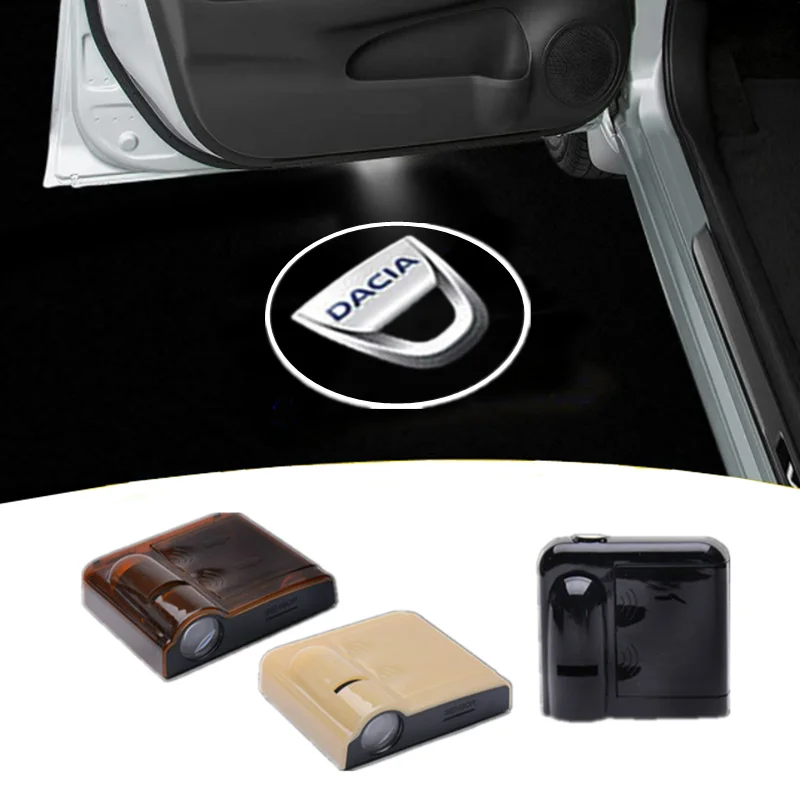 2Pcs Car Door Led Proiettore Luce Cortesia Benvenuto Emblema Logo Lampada Wireless Per Dacia Duster Logan Sandero 2 Mcv Sandero