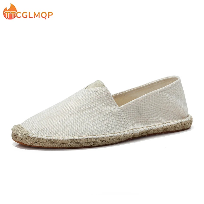 2022 Summer New Men's Linen Casual Shoes Handmade Weaving Fisherman Shoes Fashion Casual Flat Espadrilles Driving Shoes Big Size 5