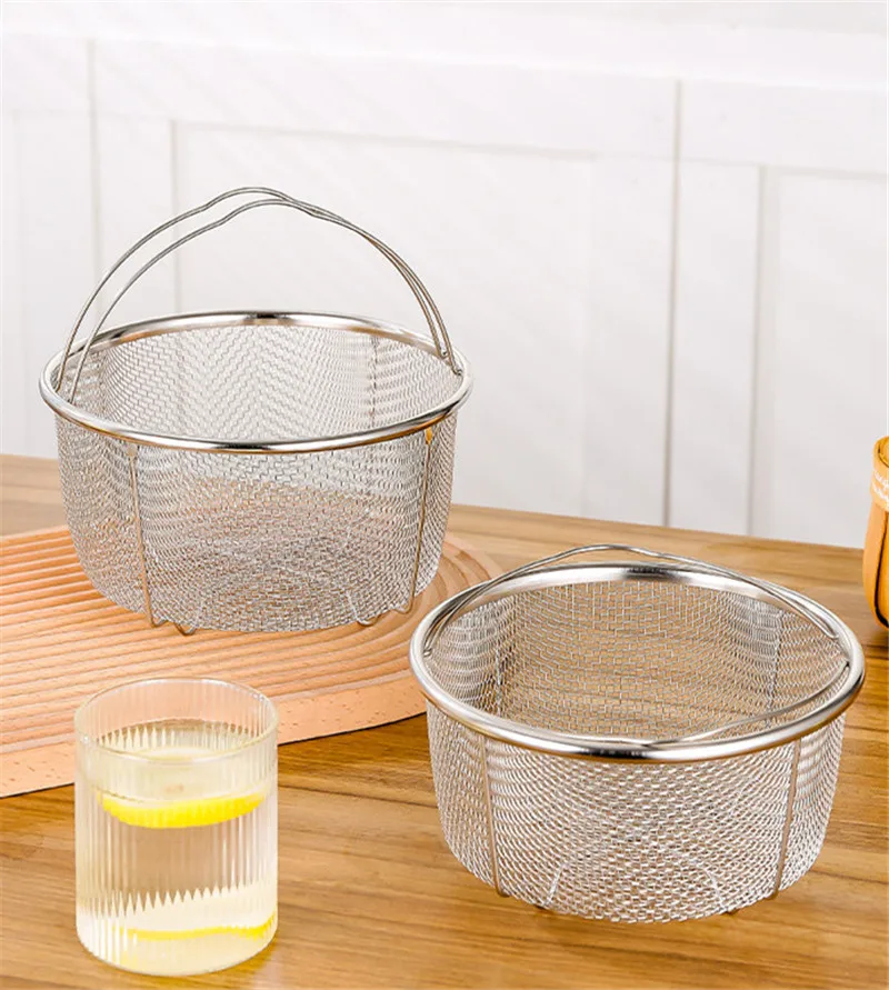 Description Picture 2 of itemPressure Cooker Rice Steamer with Handle Stainless Steel Oil Filter Drain Basket Food Steaming Rack Kitchen Cooking Utensils