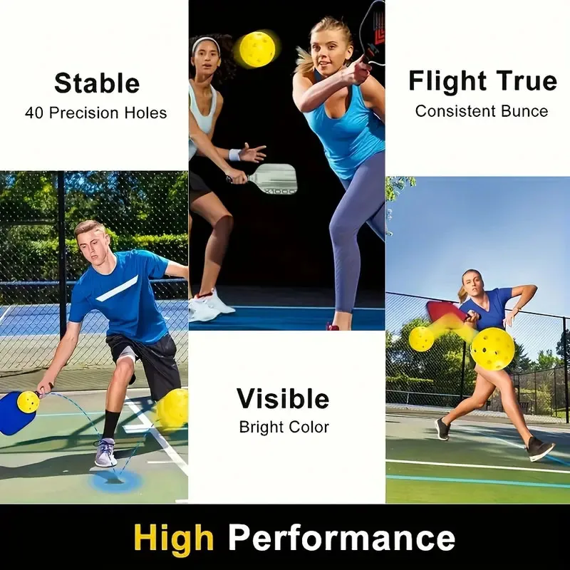 6pcs Outdoor Pickleball Balls 26 Holes 40 Holes for Competition Training