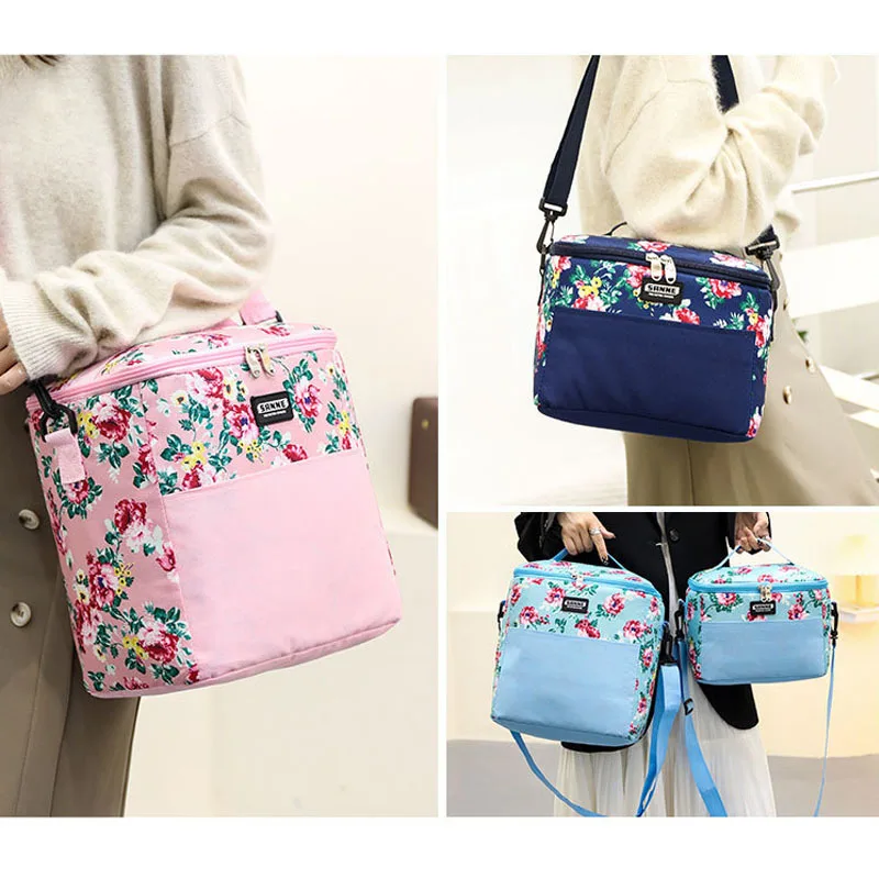 Women Men 611L Lunch Bag Outdoor Insulated Lunch Bento Box Tote Thermal Food Picnic Handbag Portable Shoulder Thermal Picnic Bag