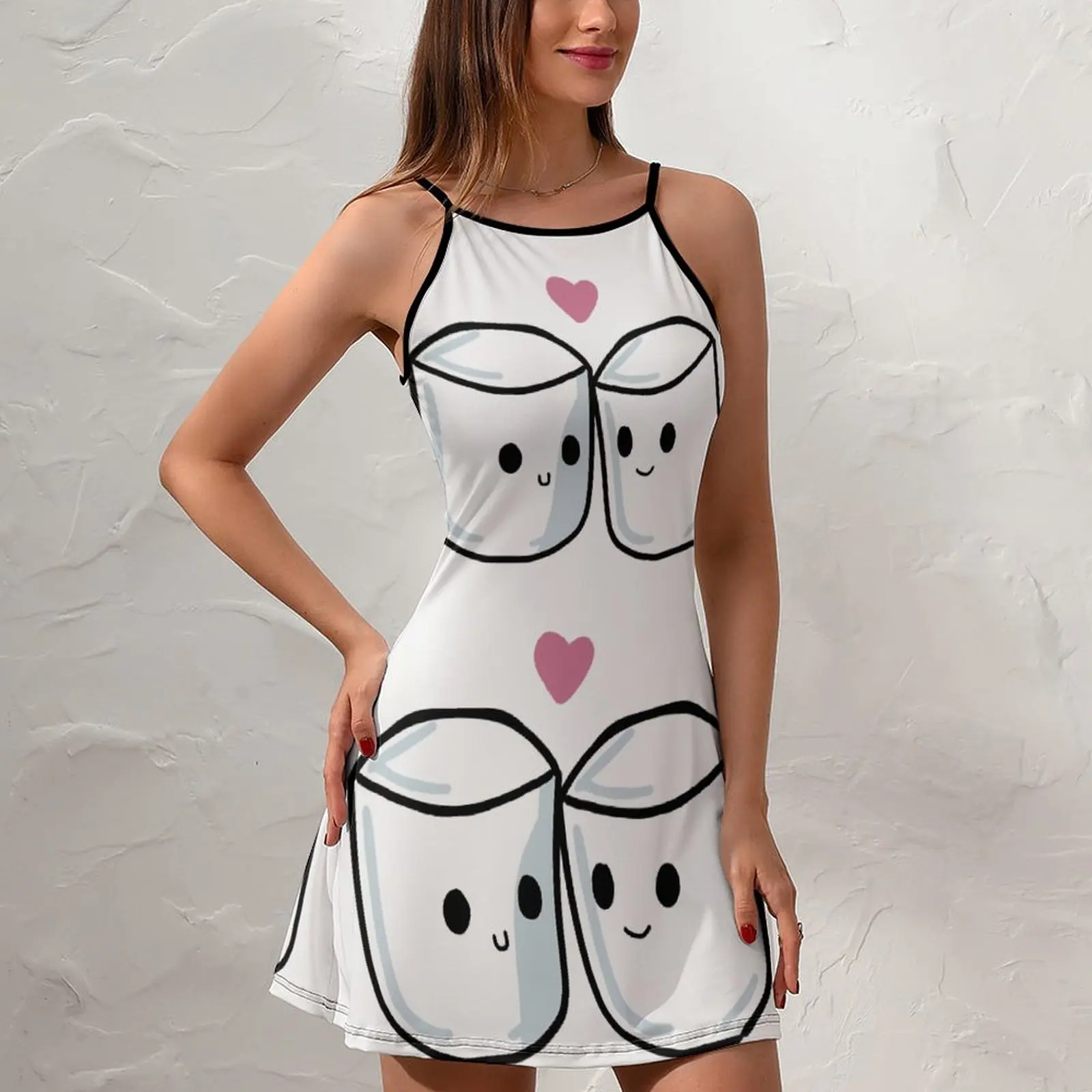 Marshmallow Happy Camper Marshmallow 4 Graphic Vintage Exotic Women'S Clothing Women'S Sling Dress Humor Graphic Clubs The D