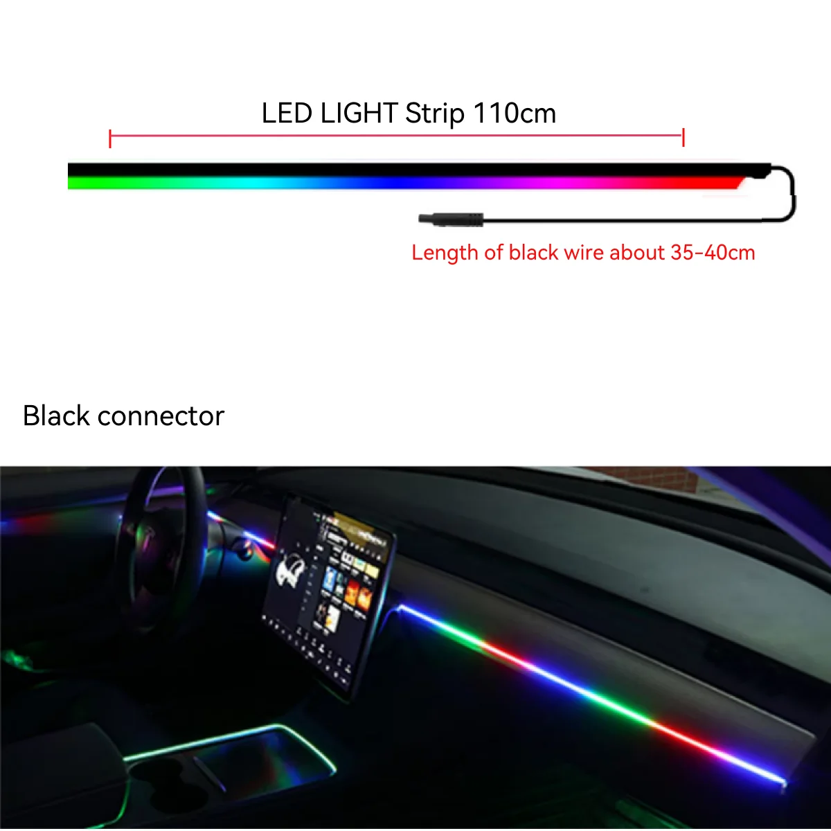 ตัวเลือกสินค้า ไฟ LED ตกแต่งรถยนต์ ควบคุมผ่านแอพพลิเคชั่นและรีโมท USB