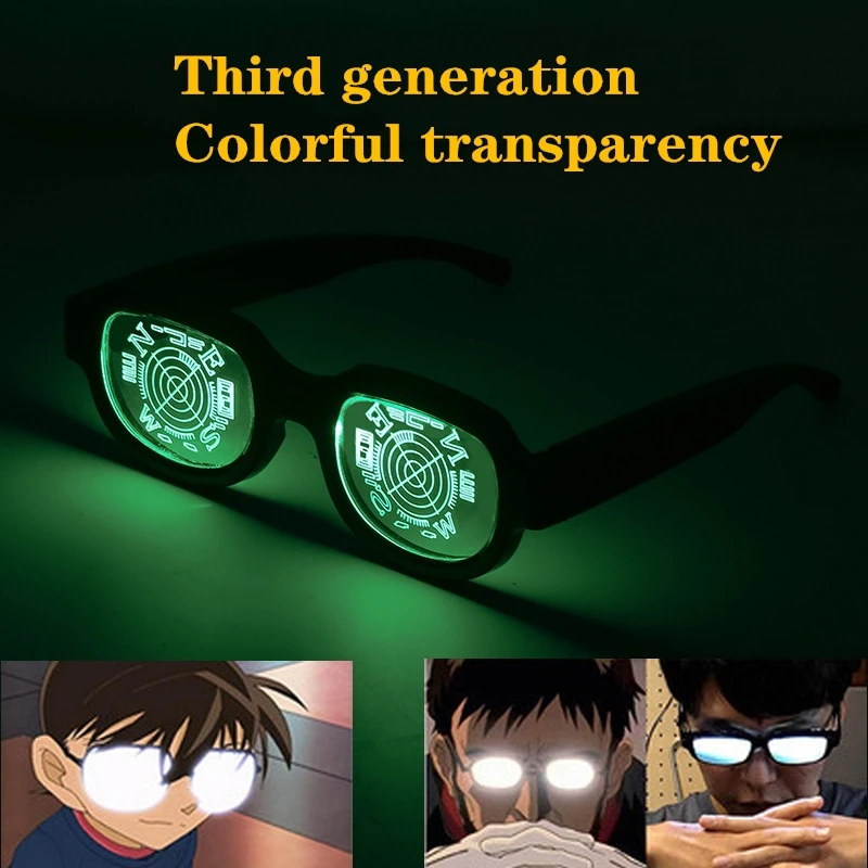 

Change Dimming Cosplay Sunglasses New LED Light-emitting Glasses Personality Funny Dance Performance Conan Same Rechargeable