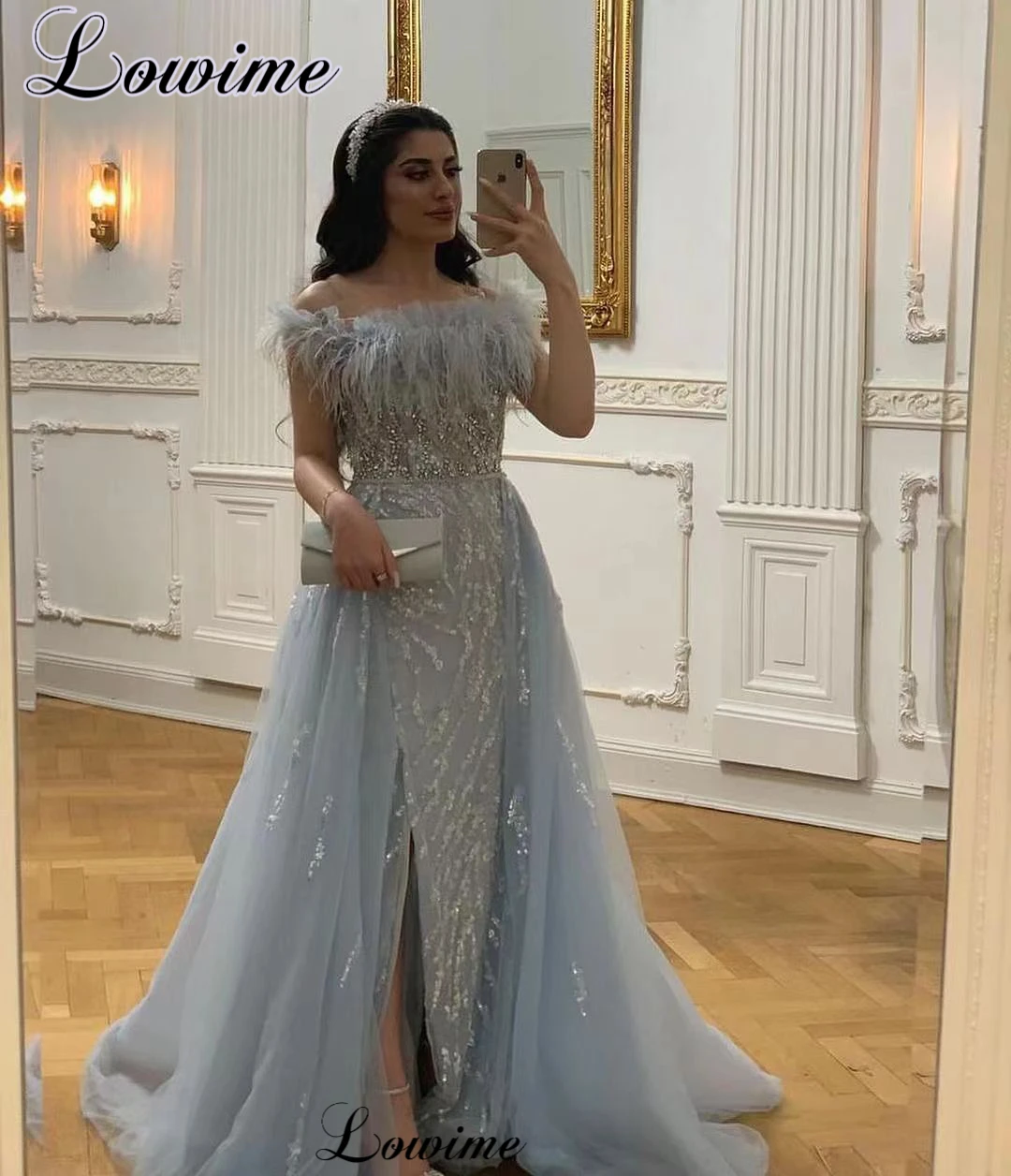 Middle East Mermaid Cocktail Dresses Strapless Off Shoulder Prom Dresses With Side Slit Vestidos De C&oacute;ctel Evening Party