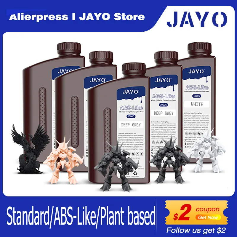 

JAYO Standard/ABS-Like/Toughness/Like PA Resin 5KG 395-405nm UV Curing Photopolymer Rapid Resin for LCD/DLP/SLA 3D Printer