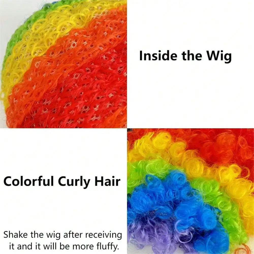 Colorful Clown Wig Afro Curly Synthetic Cosplay for Men Women Mardi Gras Christmas Party Wig Red Green Yellow Blue Clown synthetic wigs