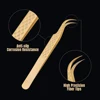 1 Pcs Eyelash Extension Tweezers With Fiber Tips Golden Stainless Steel High Precision Tweezer for Volume Fans Makeup Tools 3