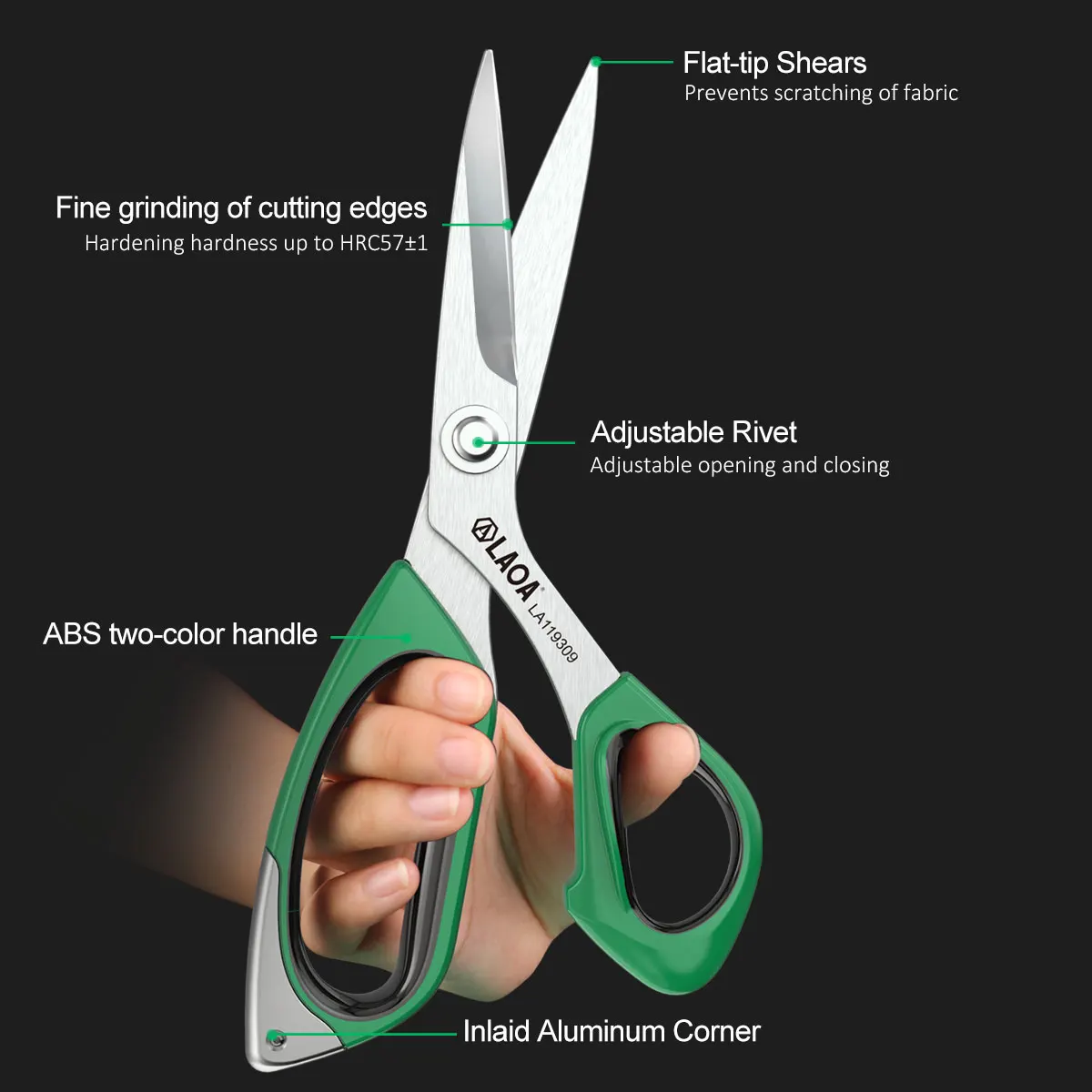 LAOA Portable Stainless Steel Handmade Scissors for Cutting Paper Fabric Leather Tailoring Scissors 3