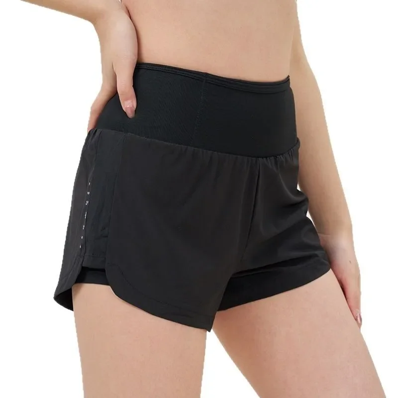 Women's Sports Shorts Marathon Fitness Running Shorts with Back Waist Pocket Quick Dry Yoga Prevent Exposure