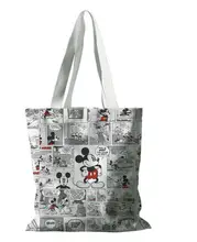  Mickey Mouse Eco Bag Disney Shopping Bag Women Canvas Tote Bags Cute Cartoon Reusable Shopper Shoulder Bags Casual Handbags 