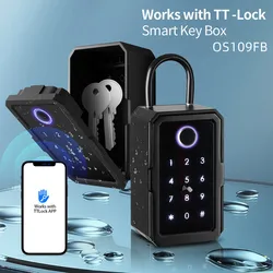 Smart Key Lock Box TTLOCK/Tuya Fingerprint Safes IP65 Waterproof Password Phone Control Wall Mount Keys Safe Storage Lock Box