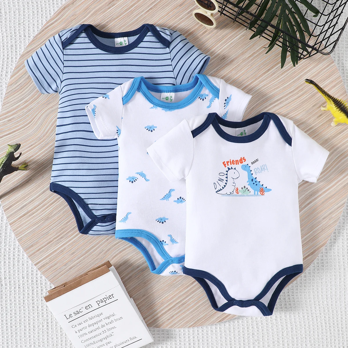 3PCS baby boy clothes Baby boy onesies summer Short-sleeved jumpsuit newborn baby clothes cotton fabric 0-12 months