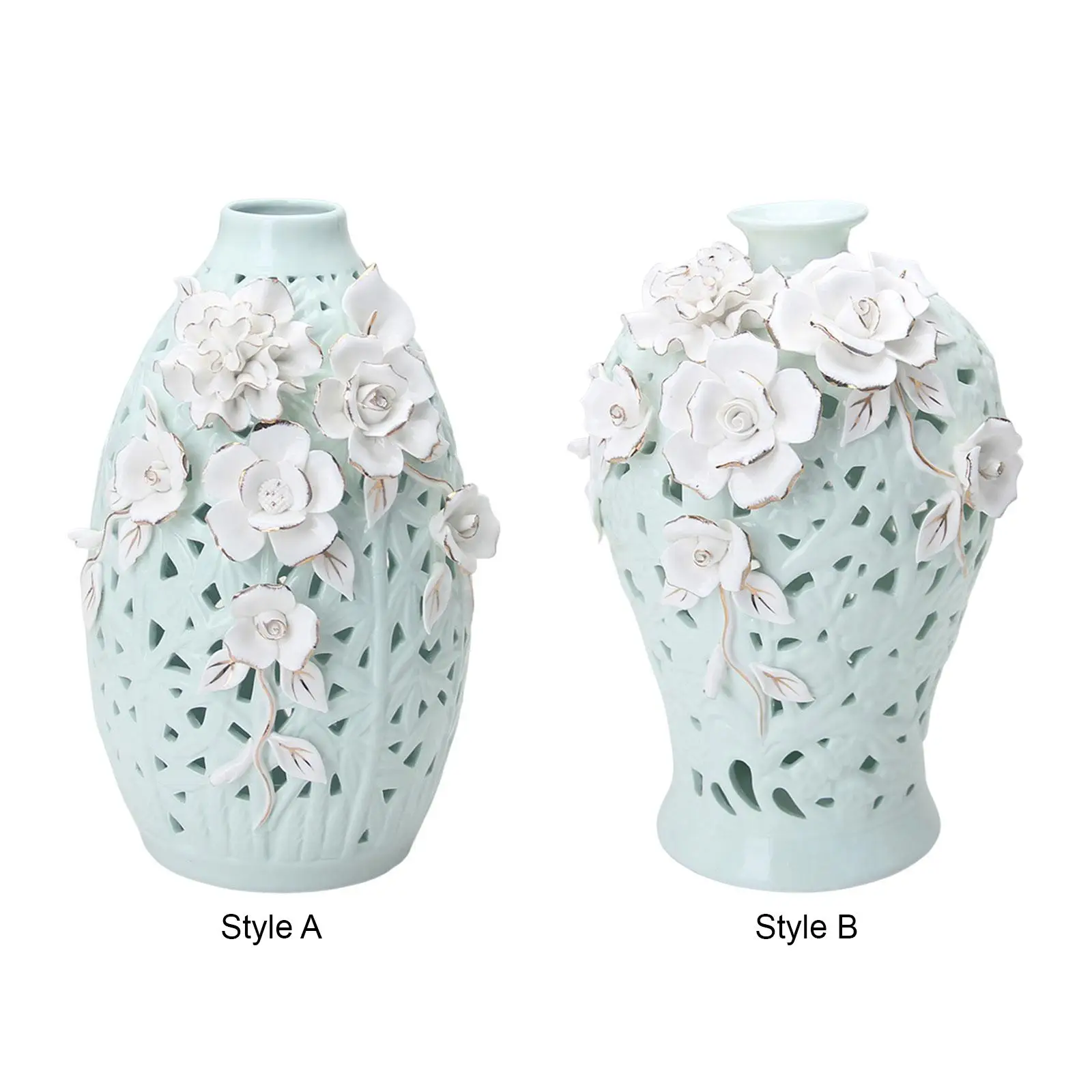 

Ceramic Flower Vase Porcelain Ginger Jar Chinese Display Collection Decorative Storage Jar for Home Wedding Desk Bedroom Decor