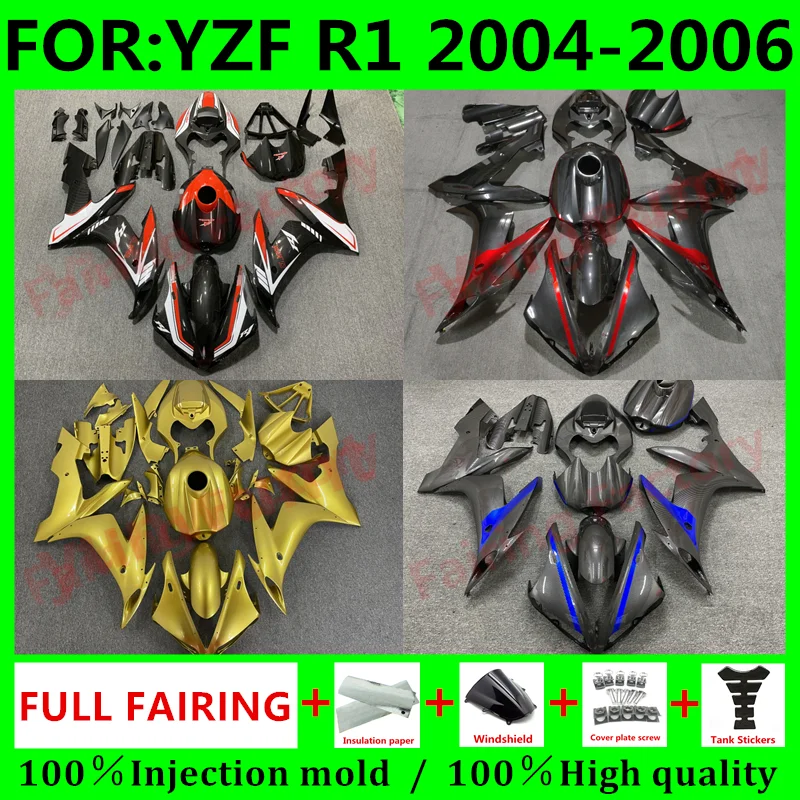 

Новый комплект обтекателей для мотоцикла ABS, подходит для YZF R1 2004 2005 2006 YFZ-R1 04 05 06, комплект обтекателей для кузова