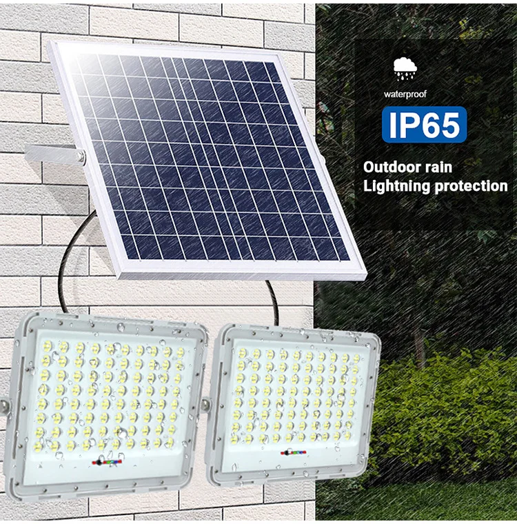 

2 head Solar Light Outdoor Led Floodlight Garden Lights Panel IP67 Waterproof Super Bright Remote Control Wall Lamp