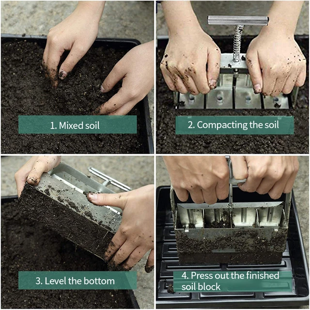 Kézi Talaj Blokkoló Egy/Kettős Soros Talajblokk Készítők Rozsdamentes Acél Mikro Palánták Óvodai Szerszámok Kerti Kellékek - Image 2