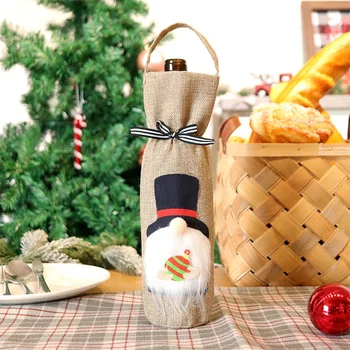 Faceless Elderly Doll Handheld Wine Bottle Cover Christmas Decoration Products Christmas Champagne Red Wine Bag Desktop Decor