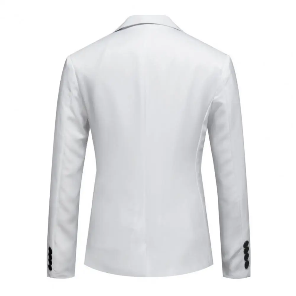 Men Suit Jacket Elegant Men's Spring Autumn Suit Coat with Lapel Design Flap Pockets Single Button Formal Business Gown for A