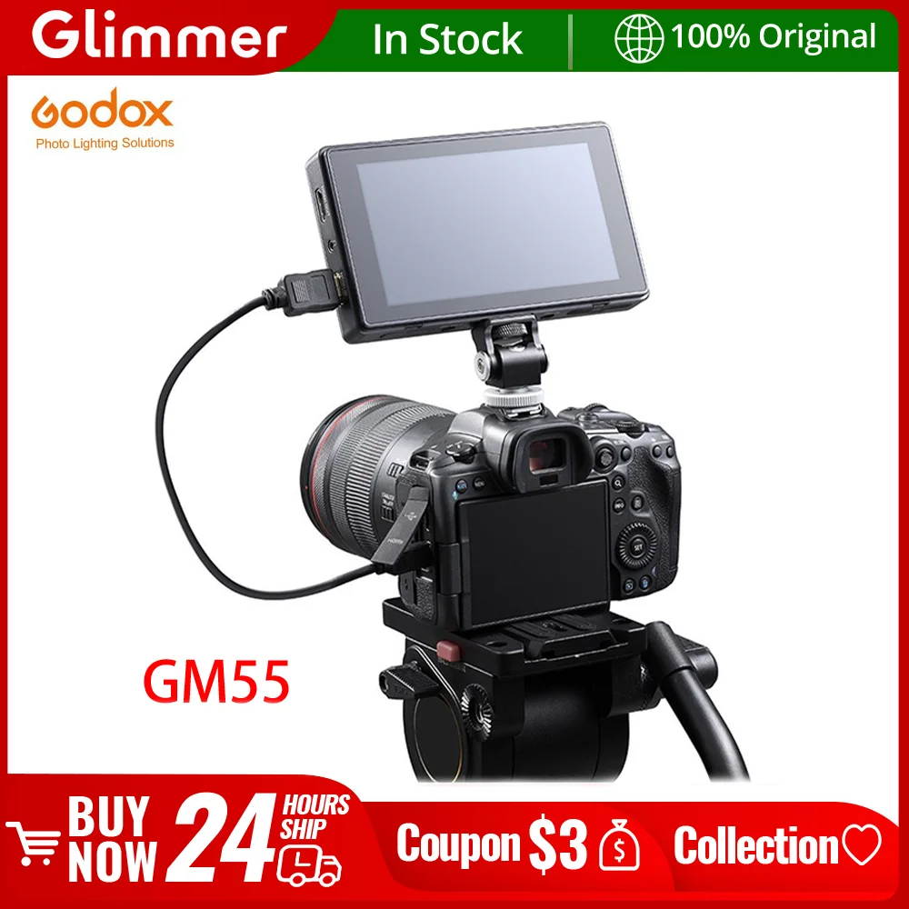 Godox GM55 4K Monitor 5.5 Inch DSLR 3D LUT Touch Screen IPS FHD 1920x1080 Video 4K HDMI Field Monitor Dslr