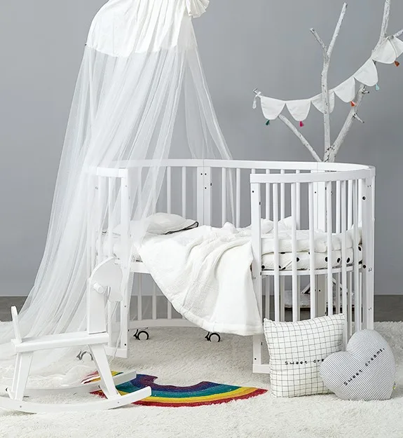 High Quality Cot Baby Bed Adjustable Crib Beech Wood Solid Carton Free Customized Modern Wooden Baby Cradle Cribs for Babies