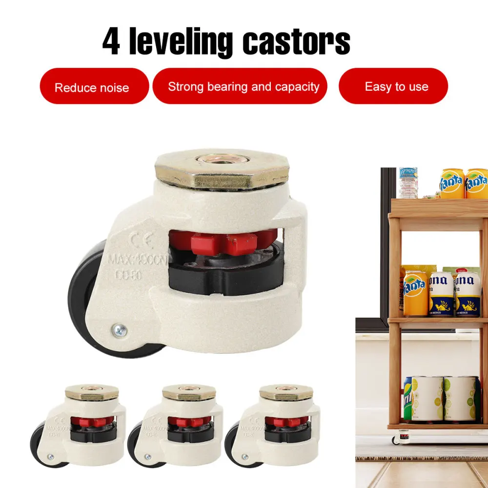 4pcs/Set Swivel Workbench Heavy Duty Machine Levelling Castors Wheels Total Load Capacity 1000kg