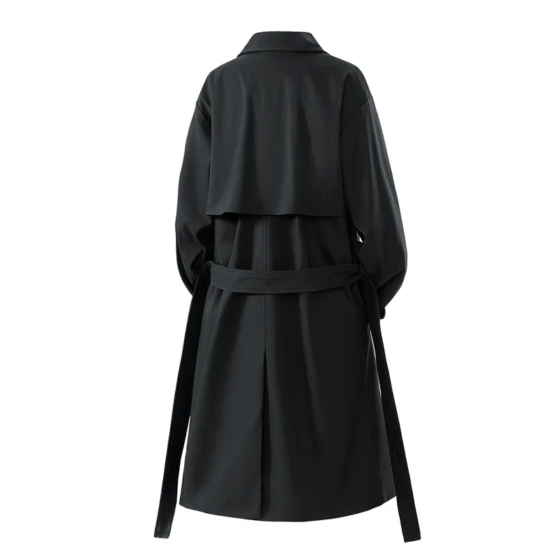 New Men's Double Breasted Trench Coat Mid-Length Loose Fit Windbreaker Spring/Autumn Fashionable Outerwear for Casual Office