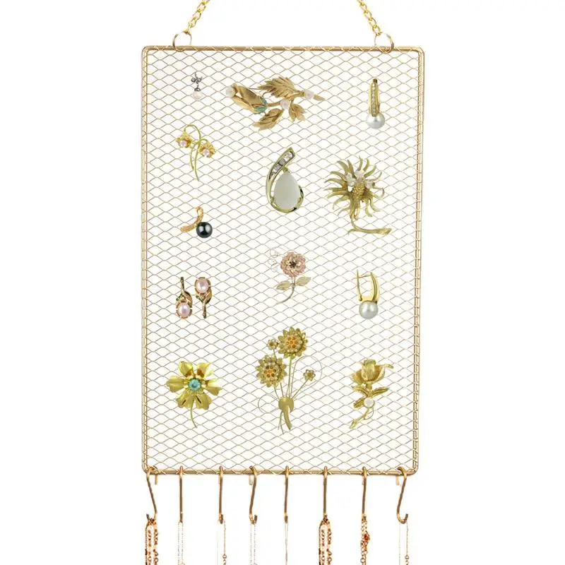 

Earring Wall Organizer Ring Holder Wall Mount Jewelry Display Rack With Metal Hooks To Store Earrings Necklaces Keychains