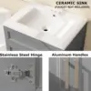 Bathroom Vanity Set Combo 24" Sink Cabinet Mirror Storage Durable Ceramic Vessel Chorme Smooth Surface High-definition Imaging 4
