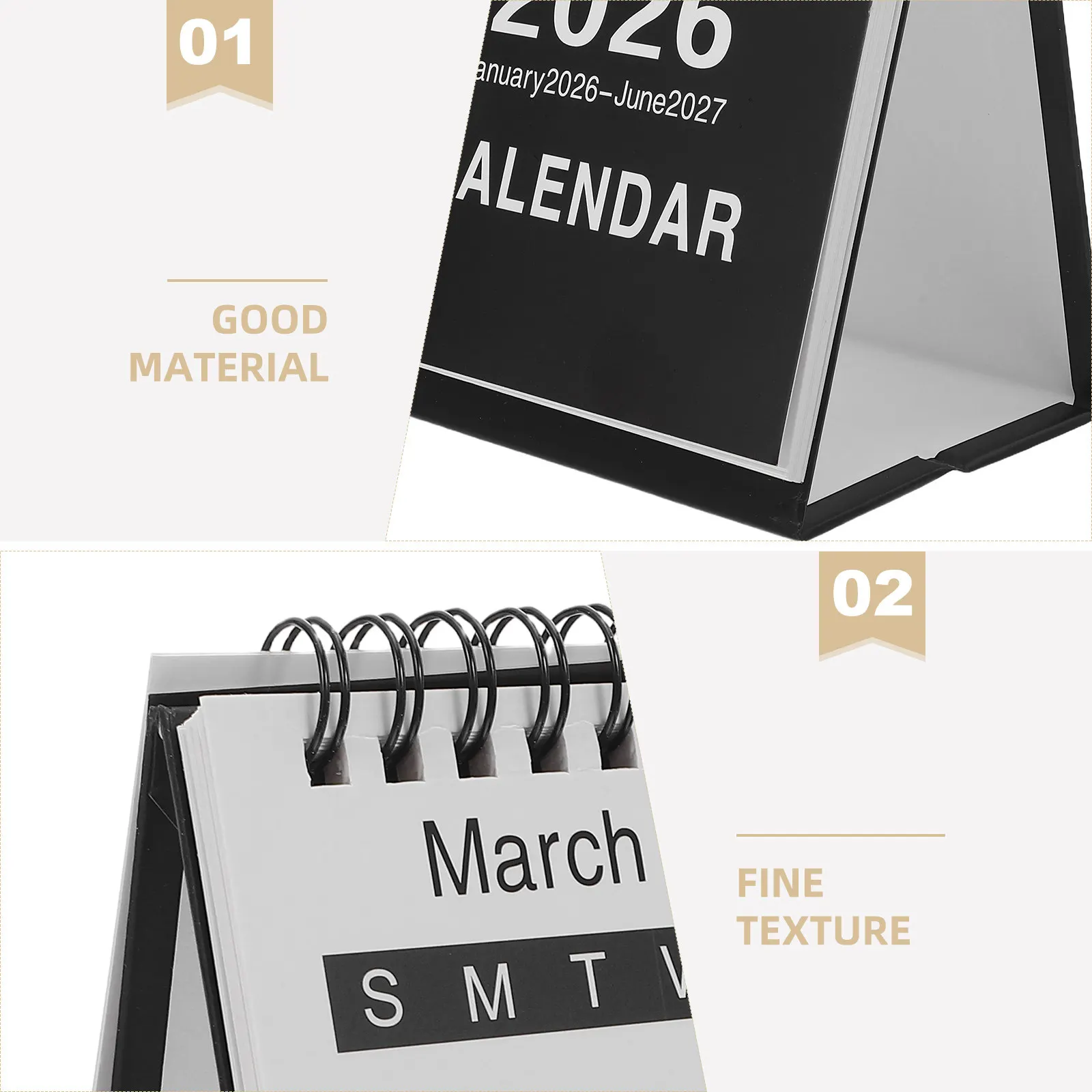 2Pcs 2026 미니 데스크 캘린더 18개월 스탠딩 플립 캘린더 2026년 1월부터 2027년 6월까지 사무실 홈용 소형 데스크탑 플래너