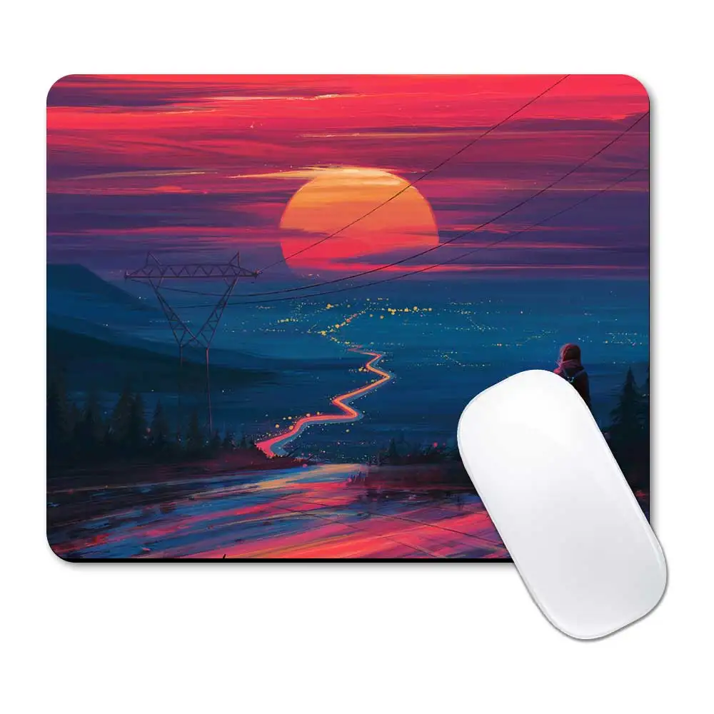 

Beach Sunset Palm Tree Animation Office Student Gaming Thickened Large Writing Pad Non-slip Cushion Mouse Pad For Gamer Mousemat