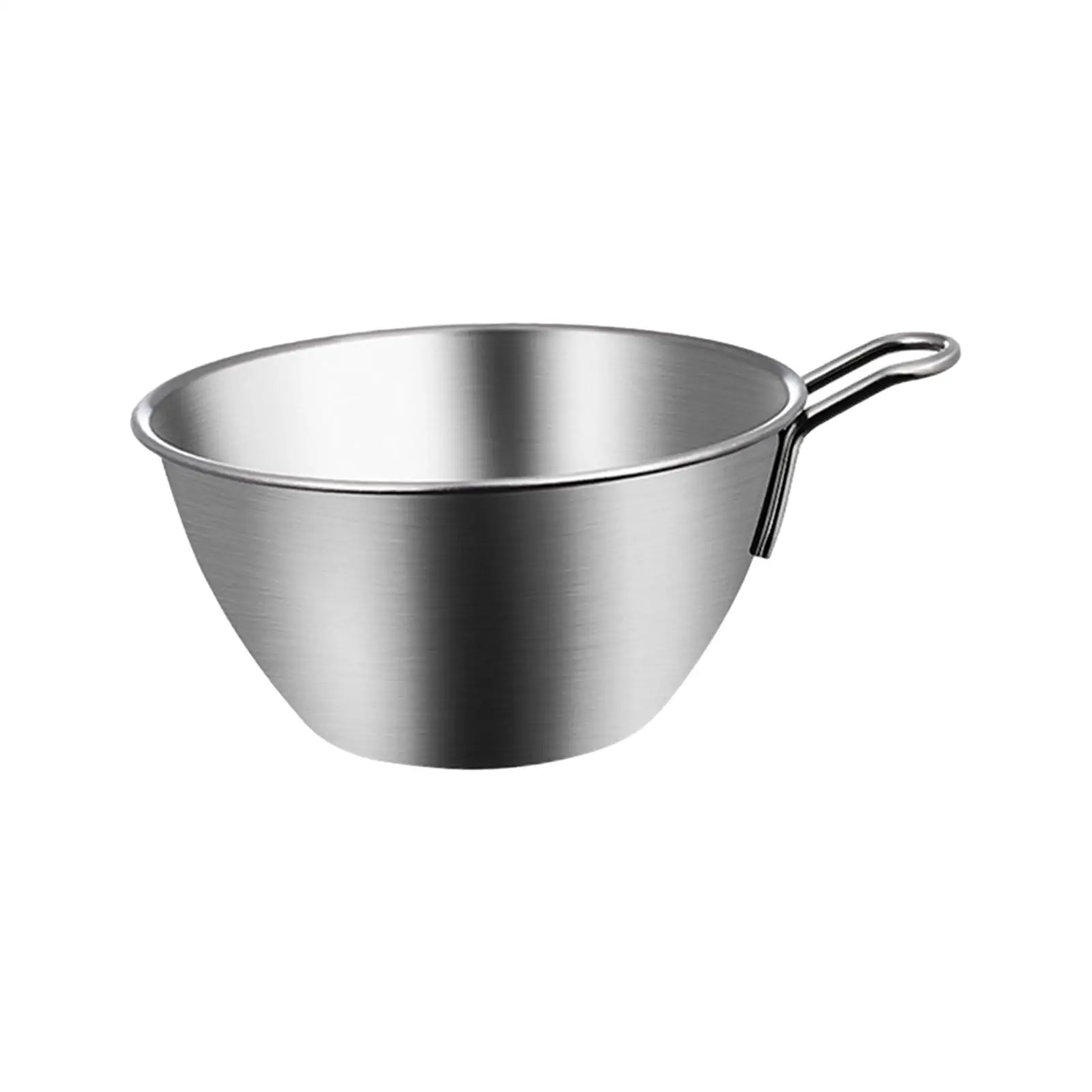 Stainless Steel Mixing Bowl with Long Handle Cooking Bowl Serving Bowl Egg Whisking Bowl for Dessert Soup Sauce Storage