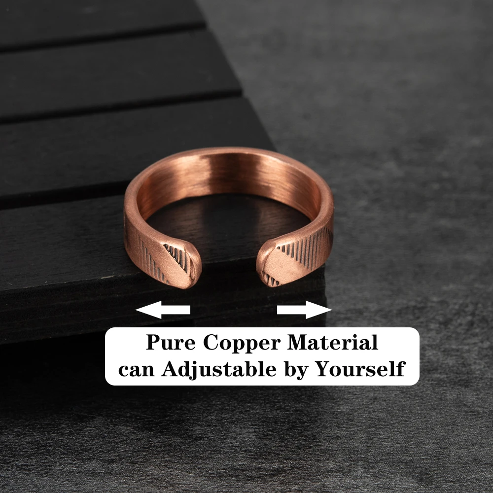 Pure Copper Magnetic Rings for Men Women Adjustable Vintage 6mm Open Cuff Jewelry Wedding Bands Resizable Finger wedding rings finger rings fashion rings fashion ring metal rings