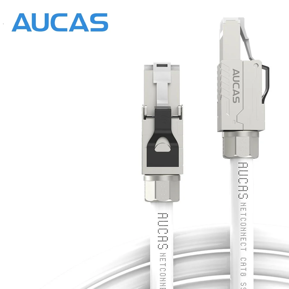 Aucas Sstp Alta Velocidade Cat8 Ethernet Conexão Rj45 Jumper Computador 8p8c Masculino Ouro Blindado Cabo de Fibra de Banda Larga Cabo de Linha de Fio - Imagem 5