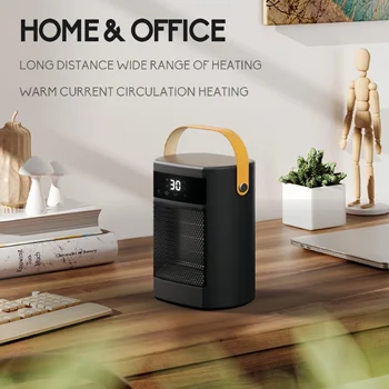 Feriales Keramik Heizlüfter Mini – Tragbarer Raumheizer mit Thermostat & LED-Display – Leise 70° Oszillierende Schreibtischheizung für Büro & Zuhause 2