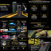 Blackview BV6200 Plus Rugged Phone 11000mAh 6.56'' HD+ Display Octa Core T606 8GB 256GB 16MP Camera Android 14 Smartphone NFC 2