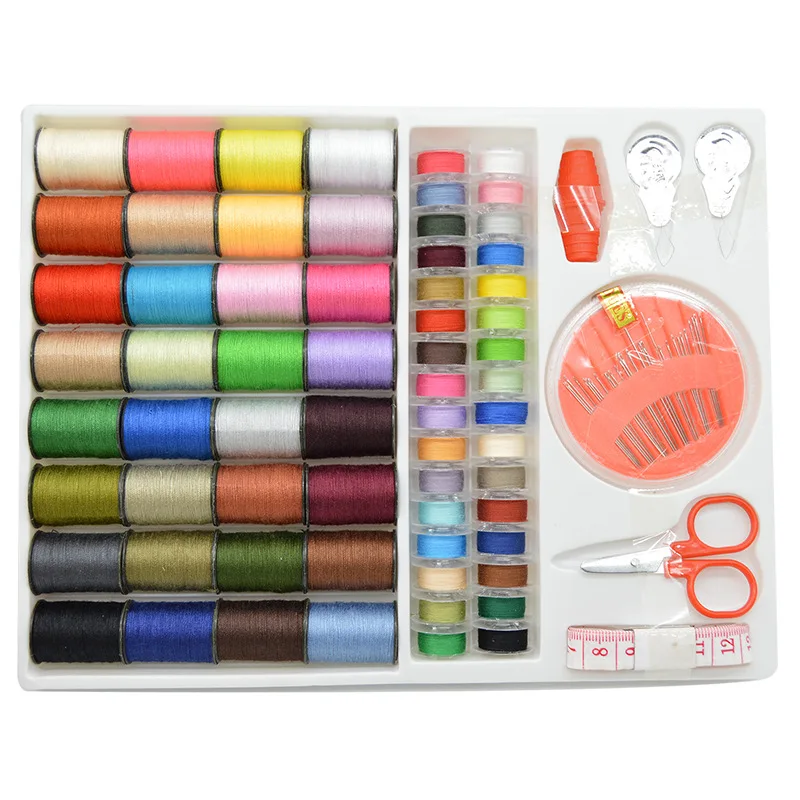DIY Sewing Kit Set Sewing Accessories Coil Scissors Needle Sized Embroidery  Stitching Punch Needle with Storage Box